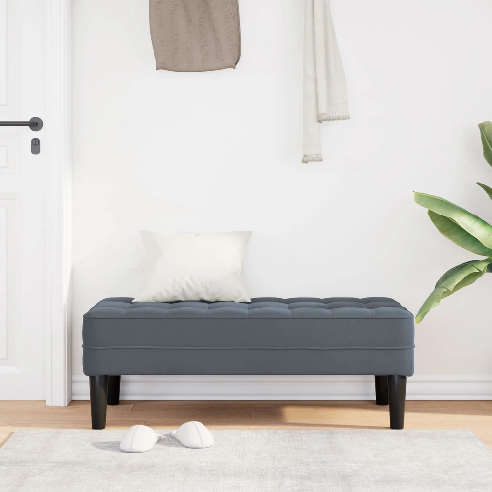 suoliukas su pagalve Tamsiai pilka 113 x 57 x 39 cm Aksomas