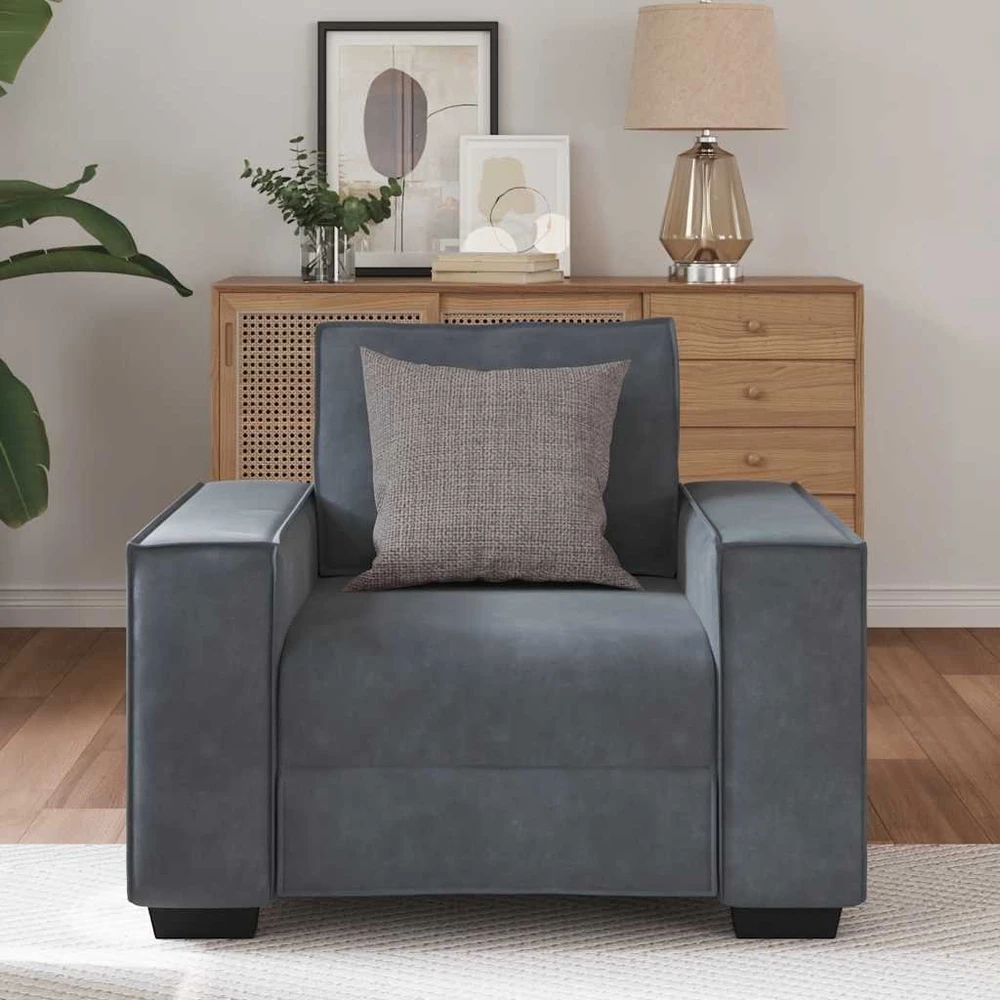 Sofa-kėdė, tamsiai pilka, 100x78x84 cm, aksomas