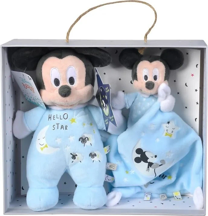 Tamsoje šviečiantis pliušas ir antklodė „Simba Mickey Mouse“ (dovanų dėžutė)