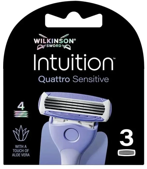 Wilkinson Sword Wilkinson Intuition Quattro Sensitive skustuvo galvutė, 4 ašmenys, 3 vnt.