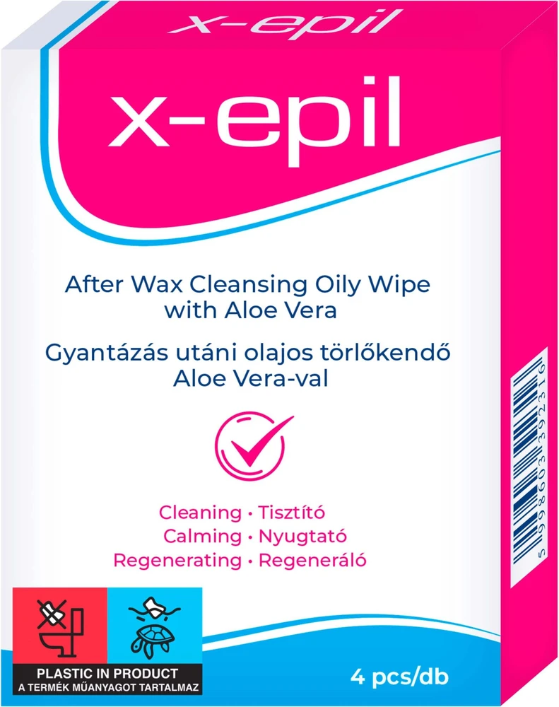 X-Epil After Waxing Oily Wipes Cleansing Wipes, 4 vnt.