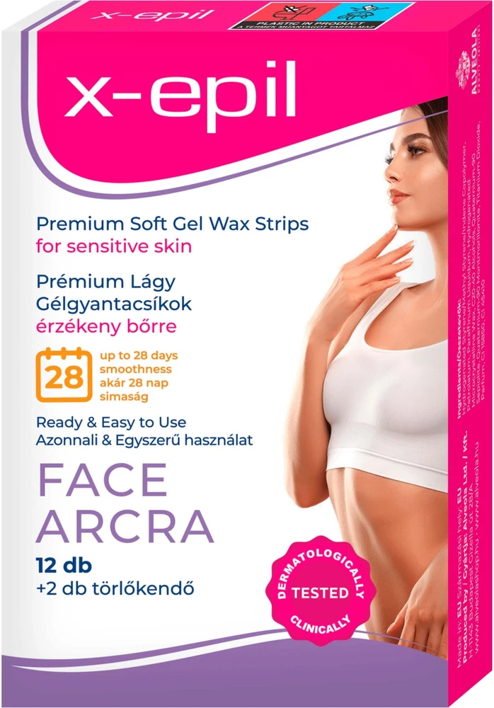 X-Epil Premium Soft Silky Finish veido plaukų šalinimo vaško juostelės, 12 vnt.
