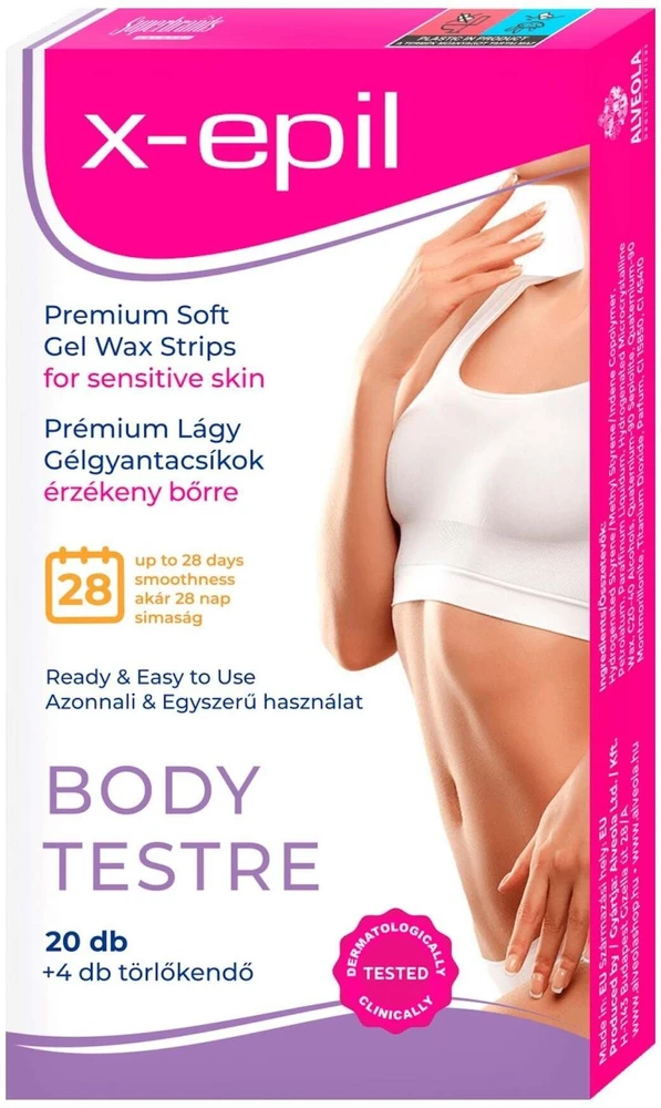 X-Epil Premium Soft Silky Finish Hair Removal Wax Strips, 20 vnt.