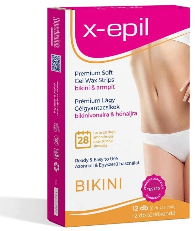 X-Epil Silky Finish plaukų šalinimo vaško juostelės pažastims ir bikini zonai, 12 vnt.