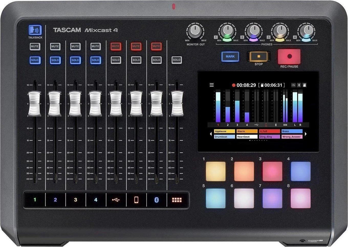 Garso Pultas - Tascam Mixcast 4 Su 4-Pad Jutikliniu Ekranu