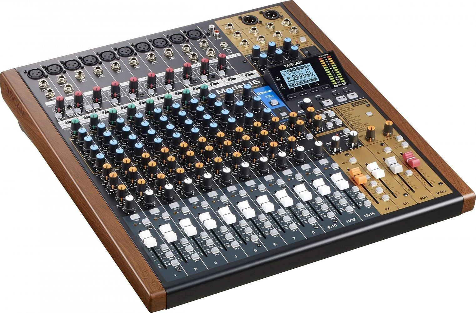 Garso Pultas - Tascam Model 16 16 Kanalai 20-30000 Hz Juodas, Auksinis, Mediena
