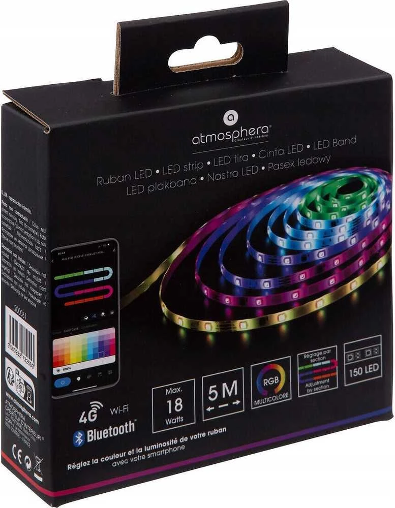Atmosphera 5 metrų RGB LED juosta, Bluetooth ir nuotolinio valdymo pultas