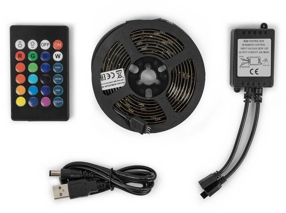 Avide LED juostelės lizdinėje plokštelėje 5V SMD5050 30LED RGB IP65 2m