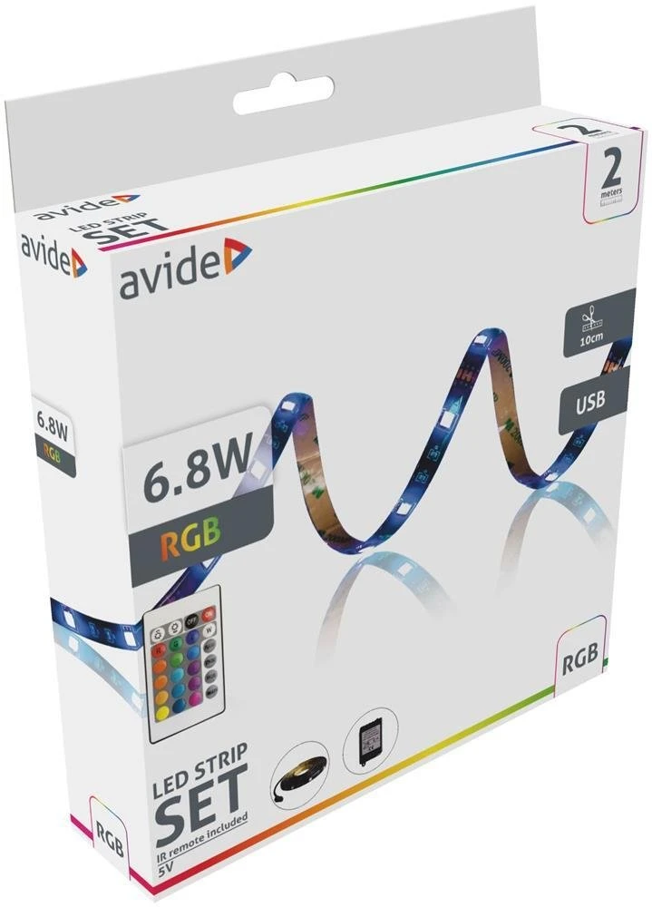 Avide LED juostelės lizdinėje plokštelėje 5V SMD5050 30LED RGB IP65 2m