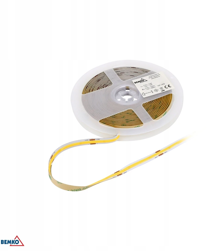 Bemko 14W/m COB LED juosta PREMIUM, 24V, 480LED/m, 3000K, IP20, 5m ritė