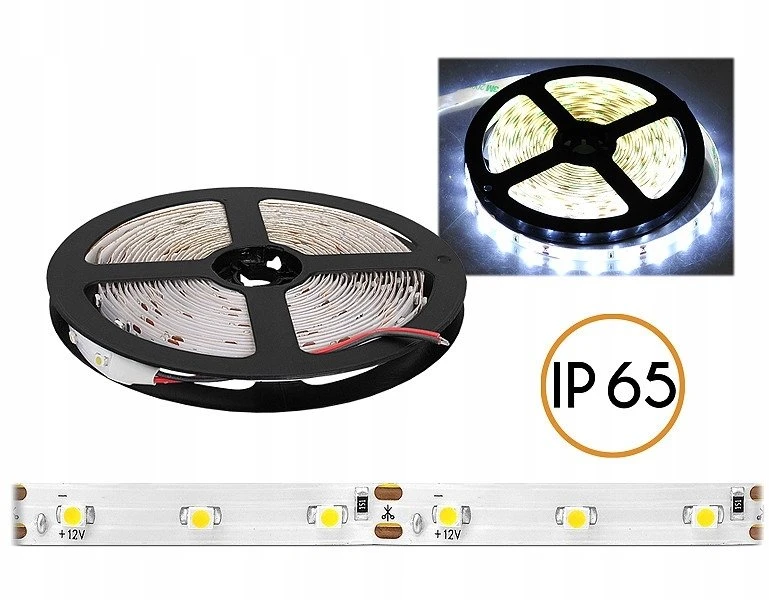 „Ecolight PS“ LED juostelė ECO* neperšlampama diodų girlianda, balta šalta šviesa, 300 diodų SMD2835, 5m, baltas pagrindas