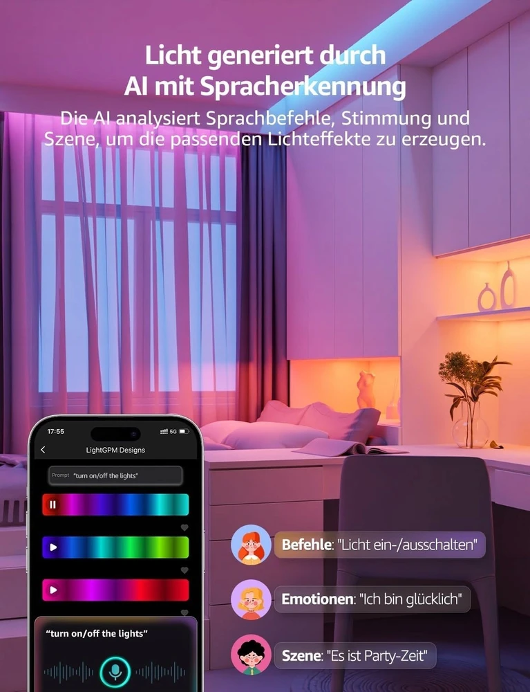 Lepro S1 10m Wi-Fi Bluetooth RGBIC LED juosta