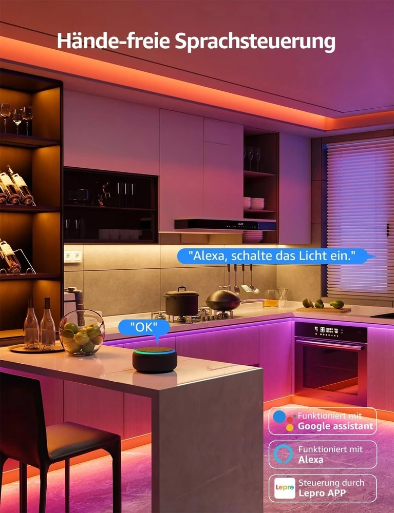 Lepro S1 10m Wi-Fi Bluetooth RGBIC LED juosta