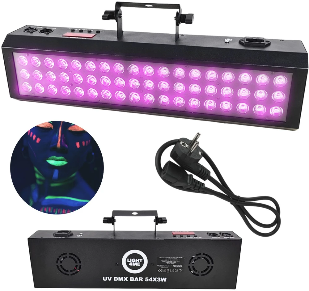 LIGHT4ME UV DMX BAR 54X3W apšvietimo efektas