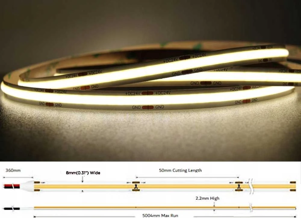 Mw Power COB LED juosta 8W 4000K 24V 320LED/m 5metrai IP20