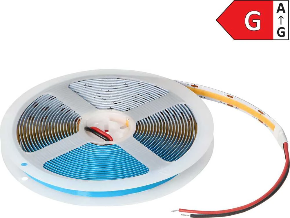 Orno Taśma COB LED juosta 12V, 480L/m, 850lm/m, 10W/m, IP20, 4000K, 5m