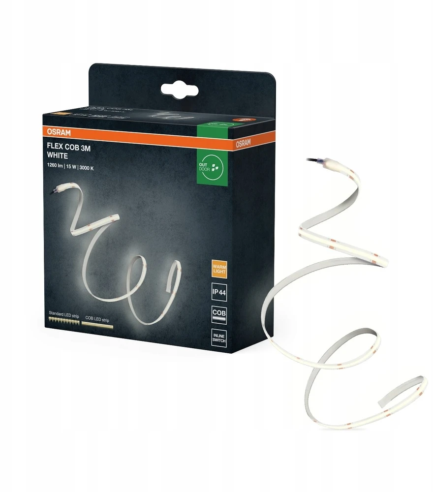 Osram 5W/m LED COB juosta, 3000K, IP44, 3m
