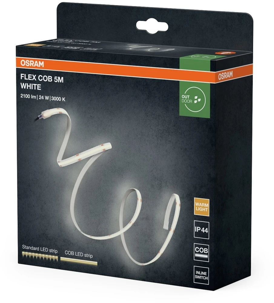 Osram 4,8W/m LED COB juosta, 3000K, IP44, 5m