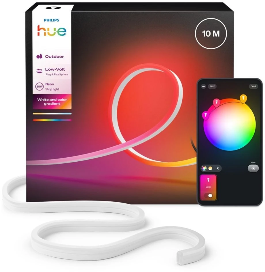 „Philips Hue“ neoninė šviesos juostelė, skirta naudoti lauke, 10 m | 30 W | „Bluetooth“, „Zigbee“