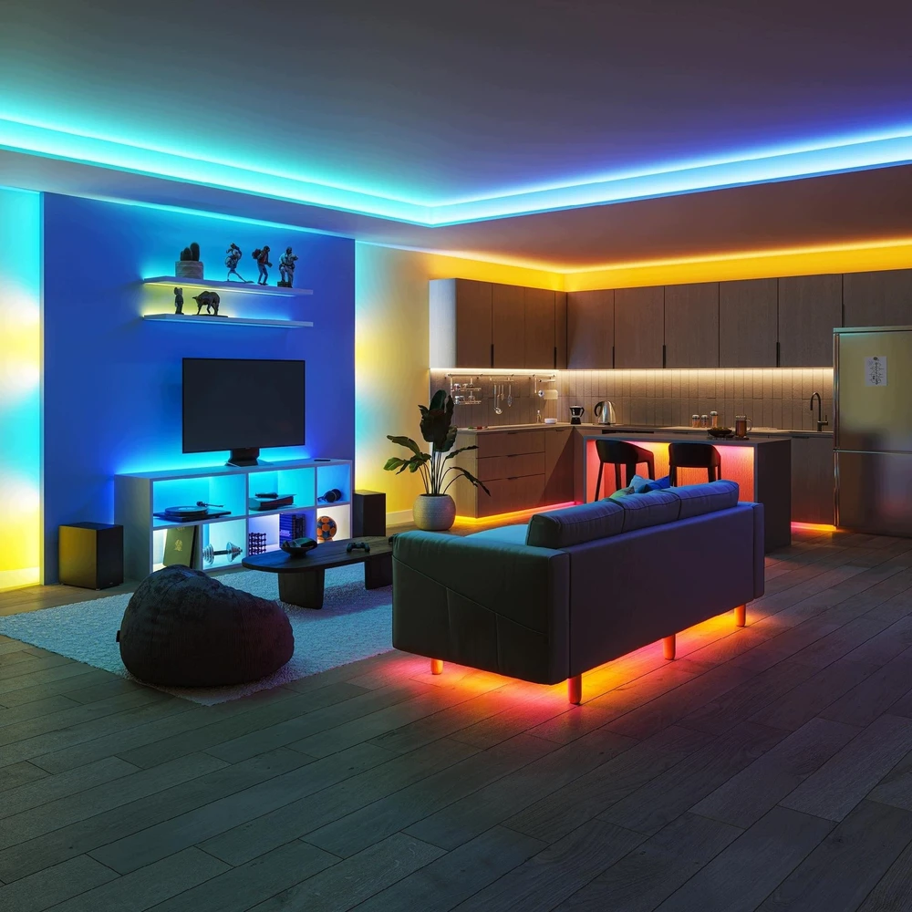 Philips RGB LED juosta 5 m. 24 W/m. IP20 su nuotolinio valdymo pulteliu