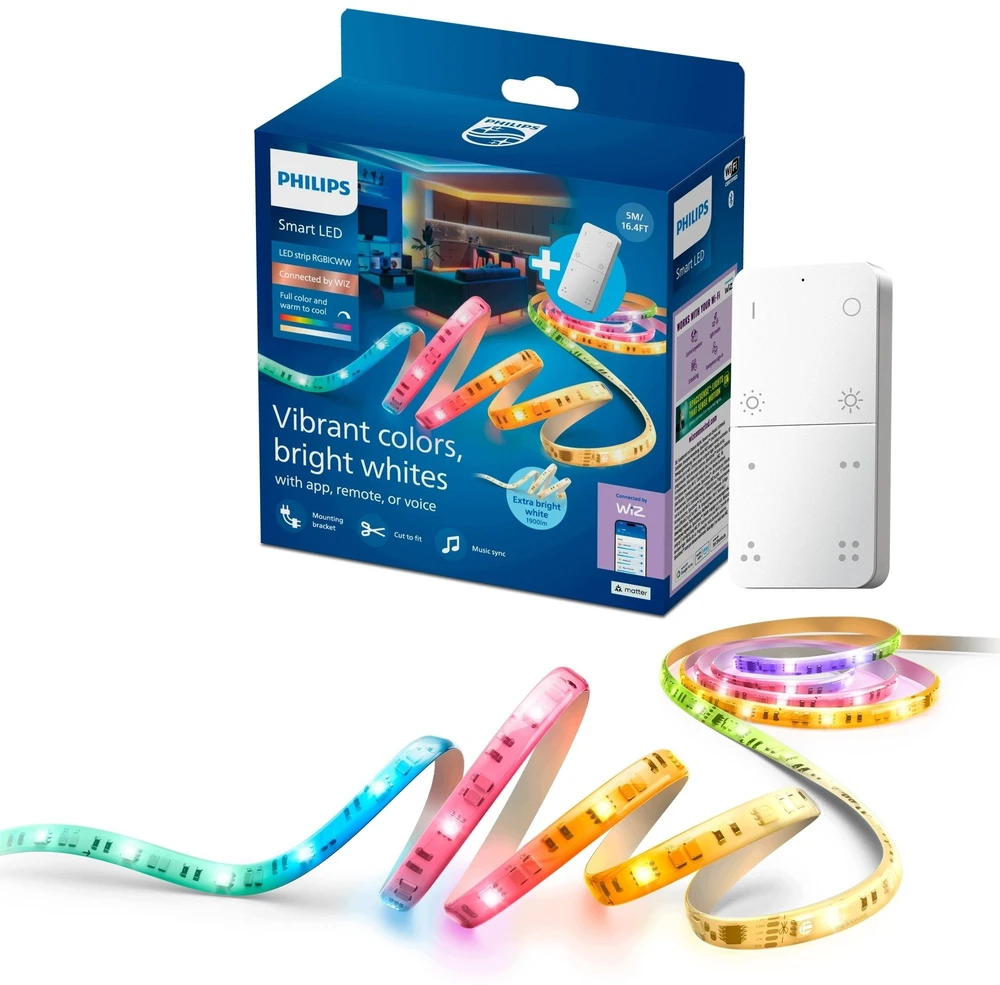 Philips RGB LED juosta 5 m. 24 W/m. IP20 su nuotolinio valdymo pulteliu