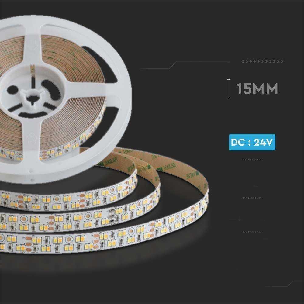 V-tac 21W/m LED juosta, 240LED/m, 24V, 3000/4000/6500K, 5 metrų ritė