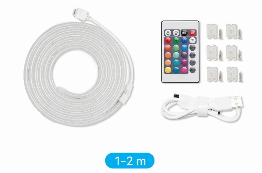Vention silikoninė neoninė LED juosta su nuotolinio valdymo pultu, 12V, 2m