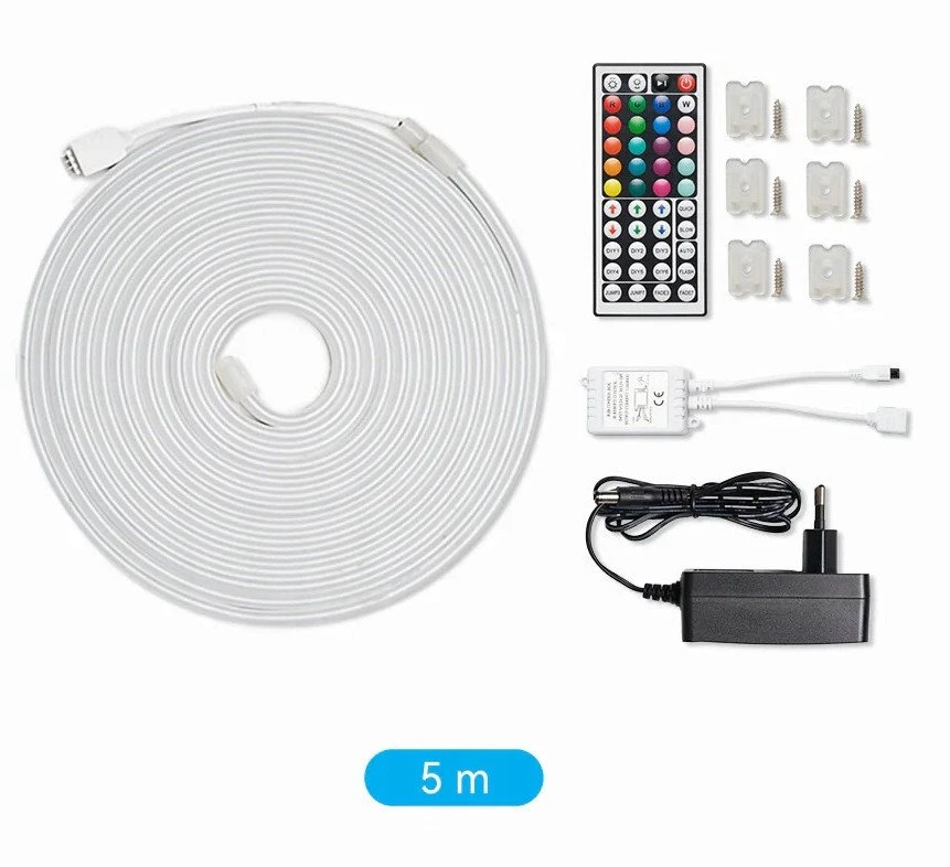 Vention silikoninė neoninė LED juosta su IR nuotolinio valdymo pultu ir 12 V nuolatinės srovės maitinimo šaltiniu, 5 m