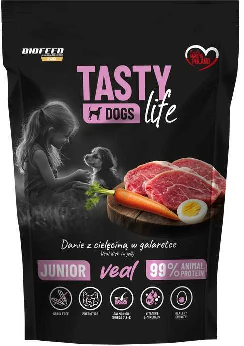 Šunų Maistas - BIOFEED Tasty Dogs Life Junior Veršiena 500g Drėgnas Maistas