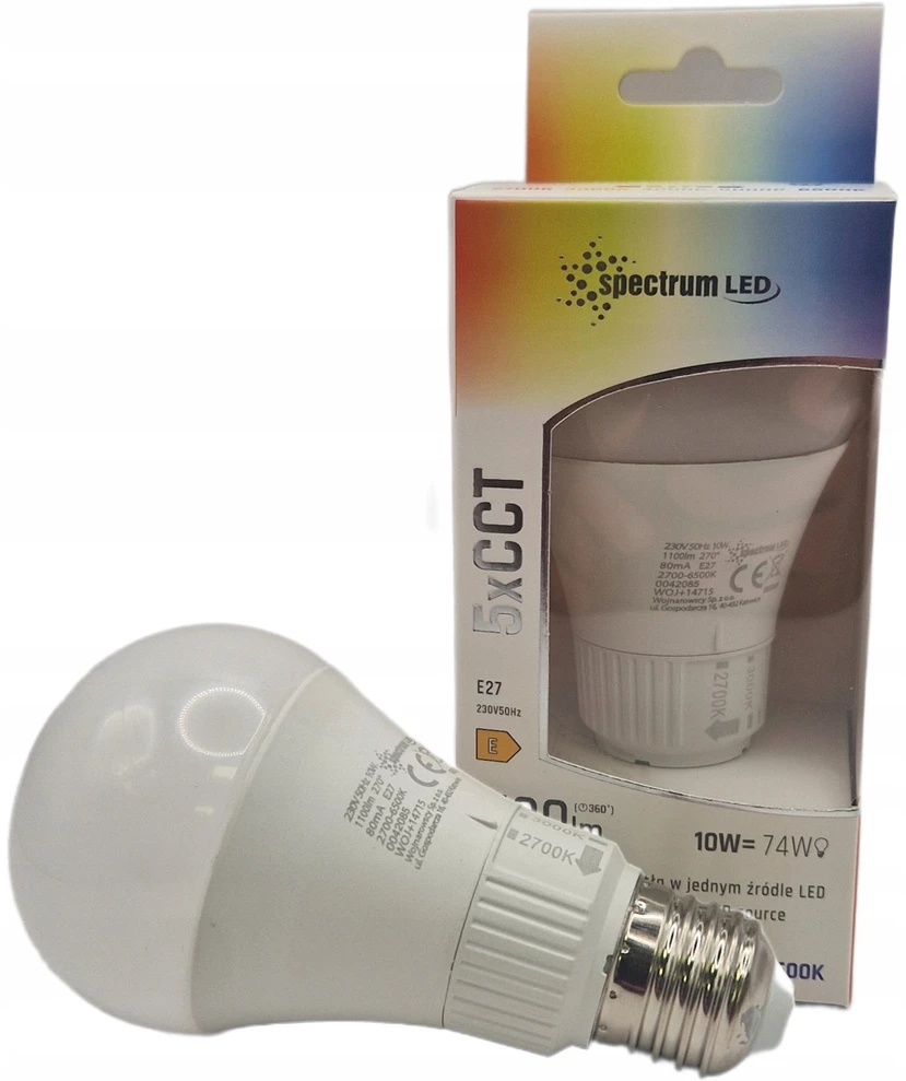 LEMP LED E-27 230V 10W 5CCT SPECTRUM