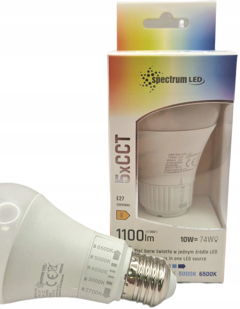 LEMP LED E-27 230V 10W 5CCT SPECTRUM