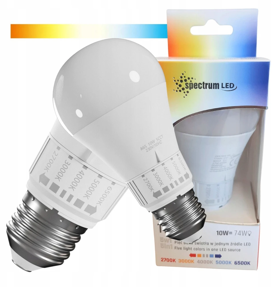 LEMP LED E-27 230V 10W 5CCT SPECTRUM