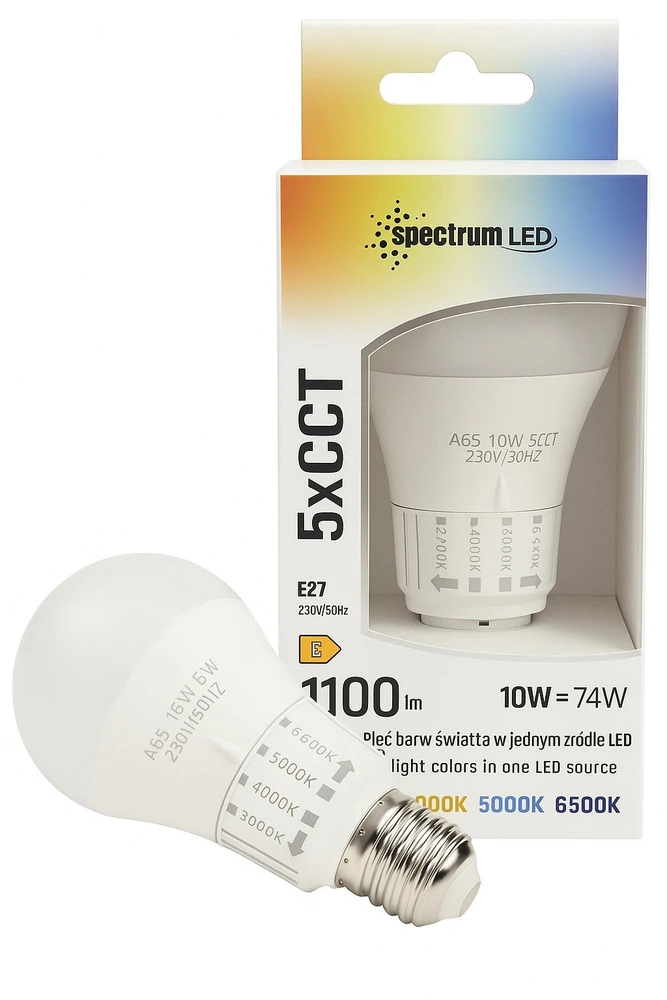 LEMP LED E-27 230V 10W 5CCT SPECTRUM