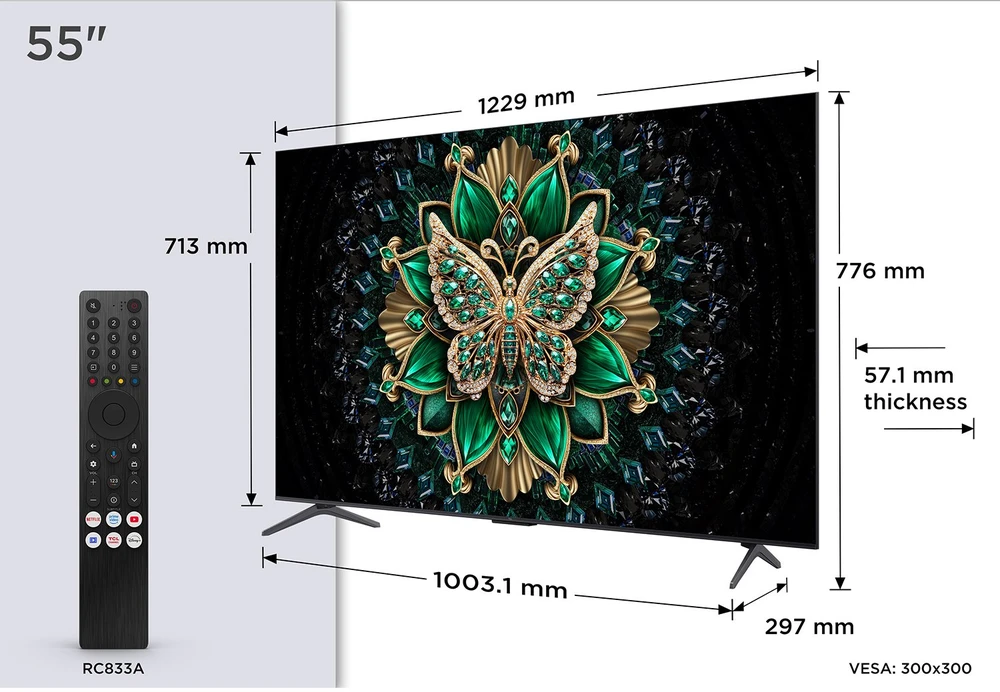 Televizorius TCL 55C69K TV 139.7 cm (55") 4K Ultra HD Smart TV Wi-Fi Metallic