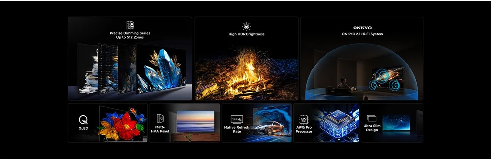 Televizorius TCL 55C69K TV 139.7 cm (55") 4K Ultra HD Smart TV Wi-Fi Metallic
