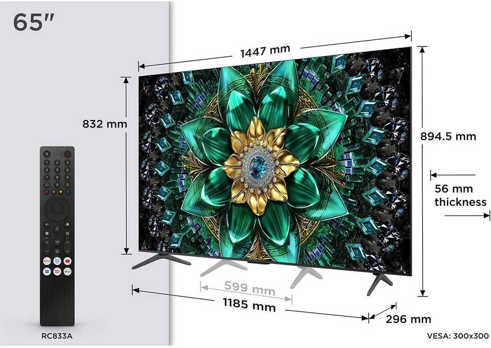 TCL Q6C 65Q6C televizorius 165,1 cm (65") 4K „Ultra HD“ išmanusis televizorius „Wi-Fi“ metalinis