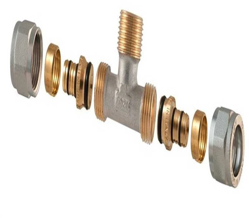 Tdm Brass Išardom. užveržiamas trišakis, 16 mm x 1/2", išor. srieg.