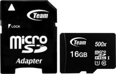 Atminties kortelė Team Group Karta TeamGroup 500x Micro SDHC 16 GB, 10 klasės UHS-I (TUSDH16GCL10U03)
