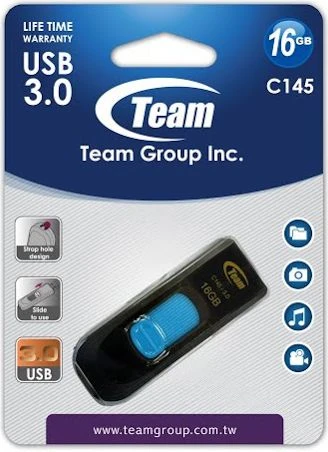 Mėlyna Team Group C145 16 GB, USB-Stick - juodas/mėlynas, USB-A 3.2 Gen 1