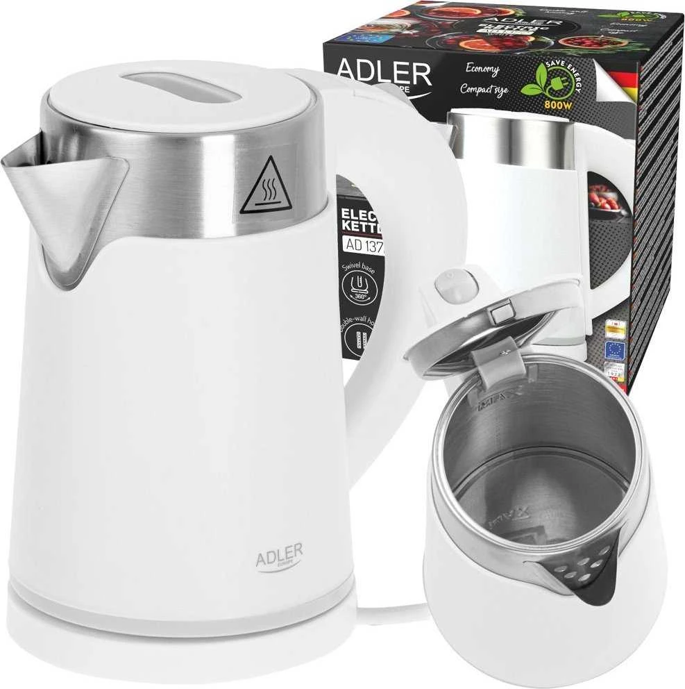 Adler | Virdulys | AD 1372 | Electric | 800 W | 0.6 L | Plastic/Nerūdijantis plienas | 360° rotational base | Baltas