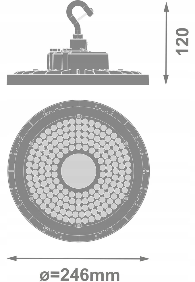 Tec Mar 120W LED UFO šviestuvas HIGH BAY V, juodas, 6500K, 60°