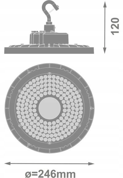 Tec Mar 120W LED UFO šviestuvas HIGH BAY V, juodas, 4000K, 90°