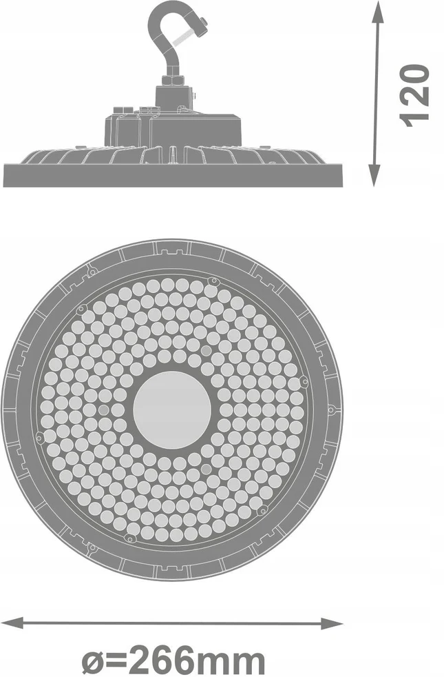 Tec Mar 145W LED UFO šviestuvas HIGH BAY V, juodas, 6500K, 90°