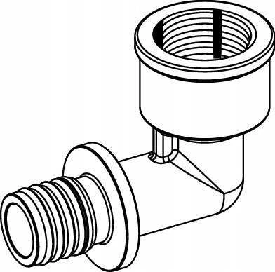 Tece 90° perėjimo alkūnė 20 mm x 3/4'' žalvaris (708002)
