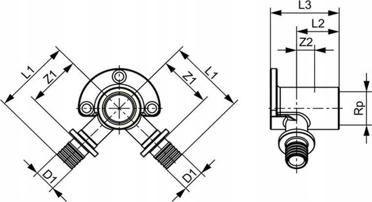 Tece dvigubos sienelės alkūnė GW 16x1/2'' - 708501