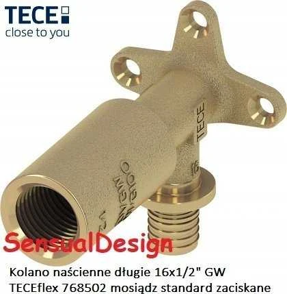 Tece ilga sieninė alkūnė, 16 X Rp 1/2"