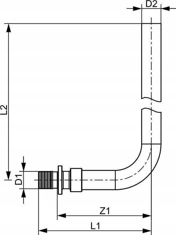 Tece tvirtinimo alkūnė radiatorių jungtims, 16 x 15 mm Cu, ilgis 200 mm TECEflex 740135
