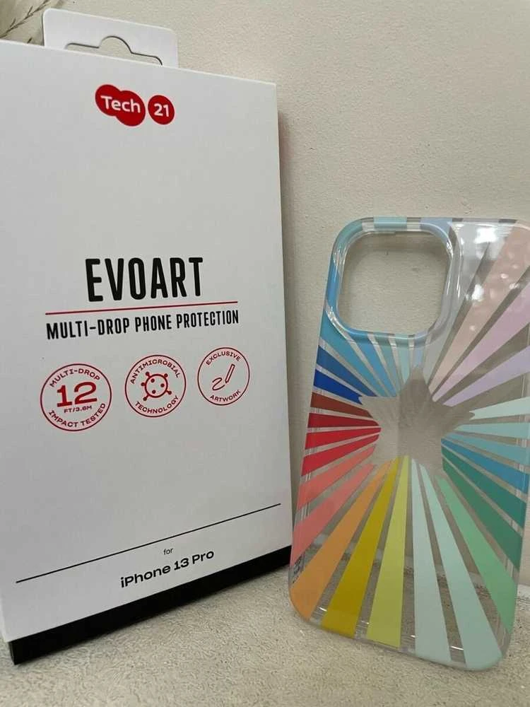 Dėklas Tech 21 T21-9352 „Tech21 EvoArt“, skirtas „iPhone 13 Pro“ – vaivorykštės saulės spindulys