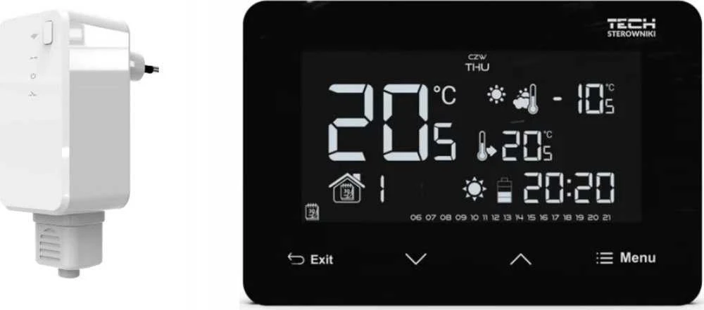 Tech Belaidis kambario valdiklis ST293 V2, dviejų būsenų (stiklinis priekinis skydelis), juodas