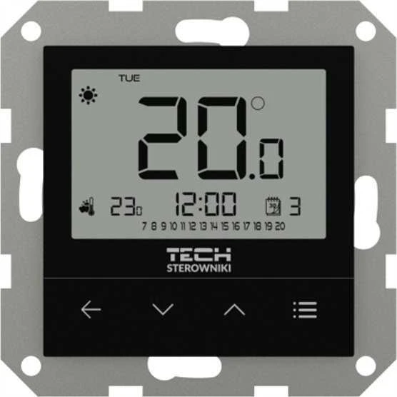 Tech Laidinis kambario termostatas EU-F-4z v1, juodas, 55mm rėmeliams